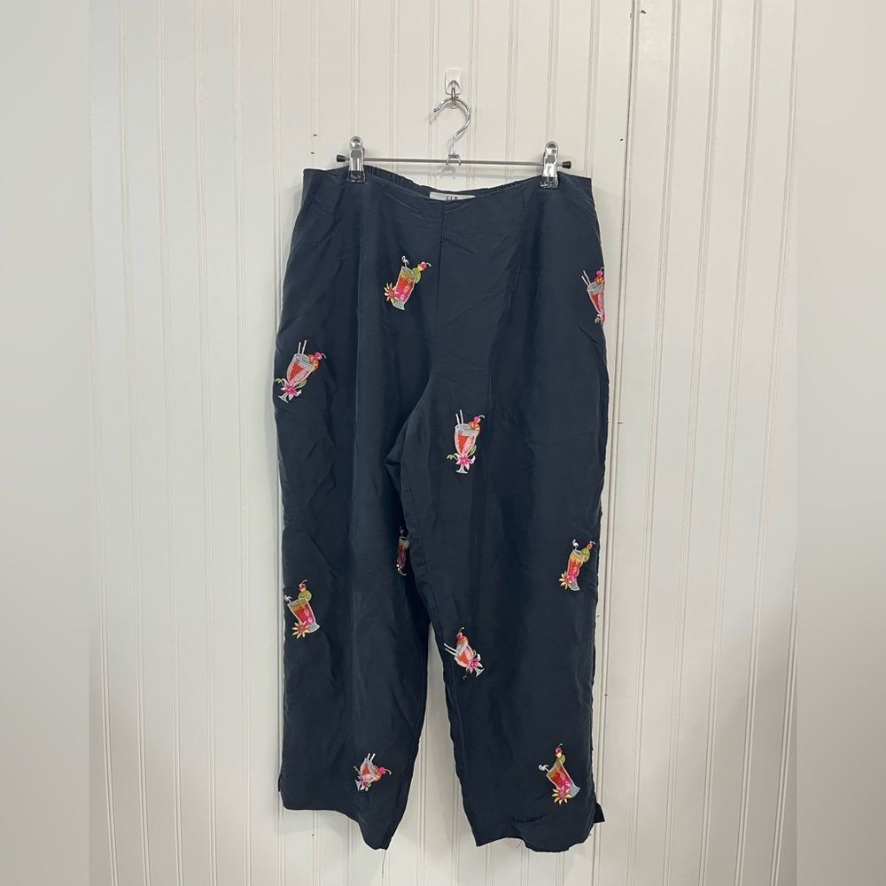 SLB Stylish Black silk Embroidered cocktail Pants